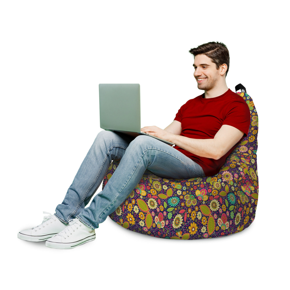Fotoliu Puf Updeco Big Chill, Model Flowers Hippie - imagine 3
