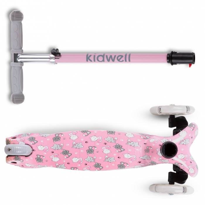 Trotineta Kidwell Uno Cats Roz cu LED - imagine 6