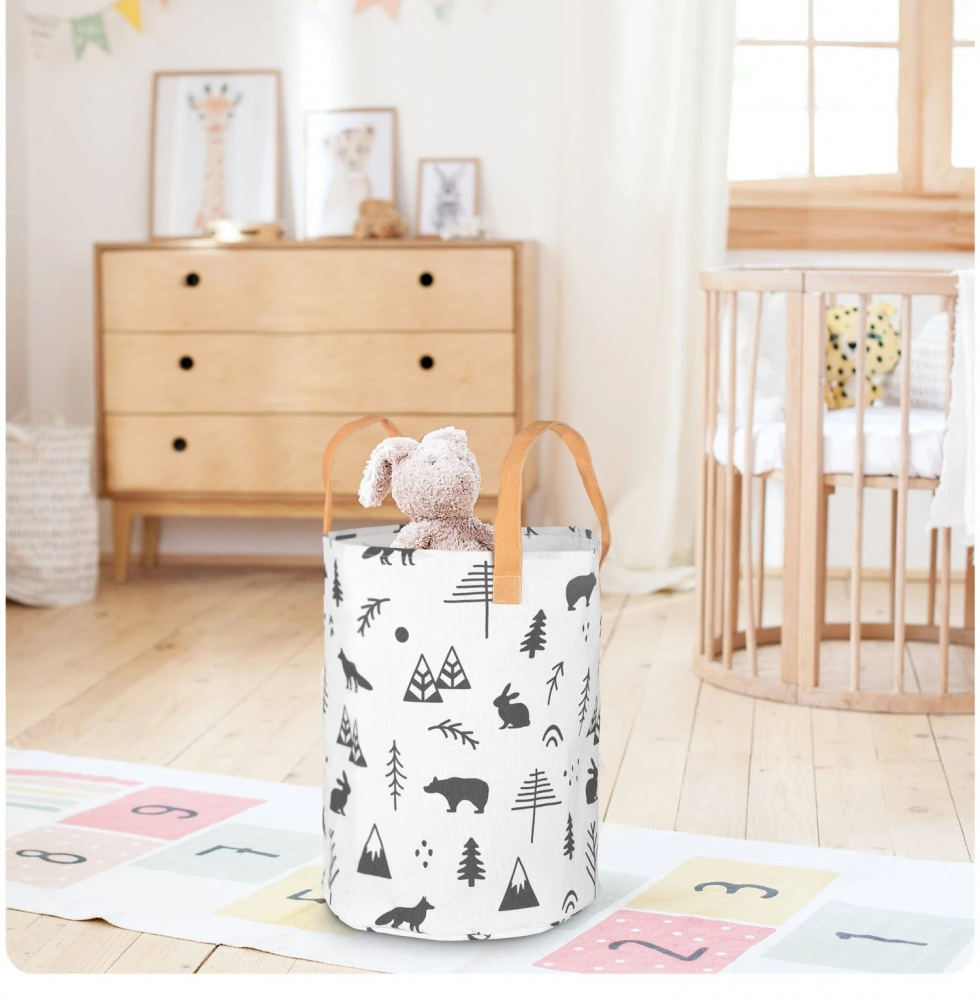Cos Depozitare Bumbac Nukido 35x45 cm Alb - imagine 9