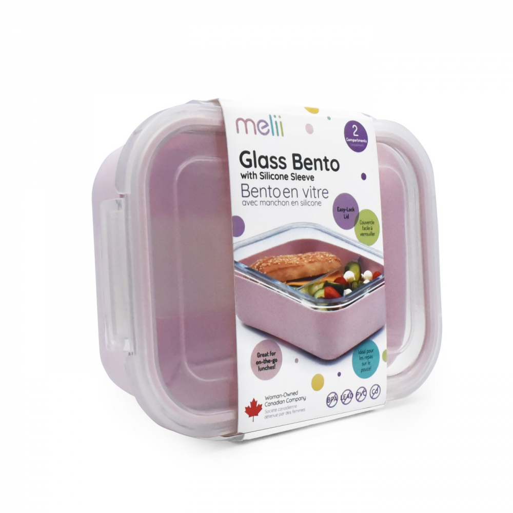 Recipient Sticlă 740ml Melii Roz cu Husă Silicon