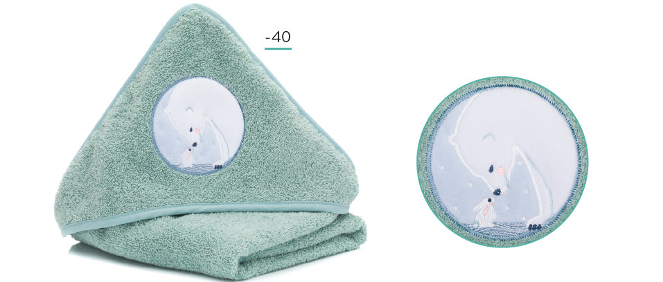 Prosop Brodat Fillikid Polar Bear, 100% Bumbac