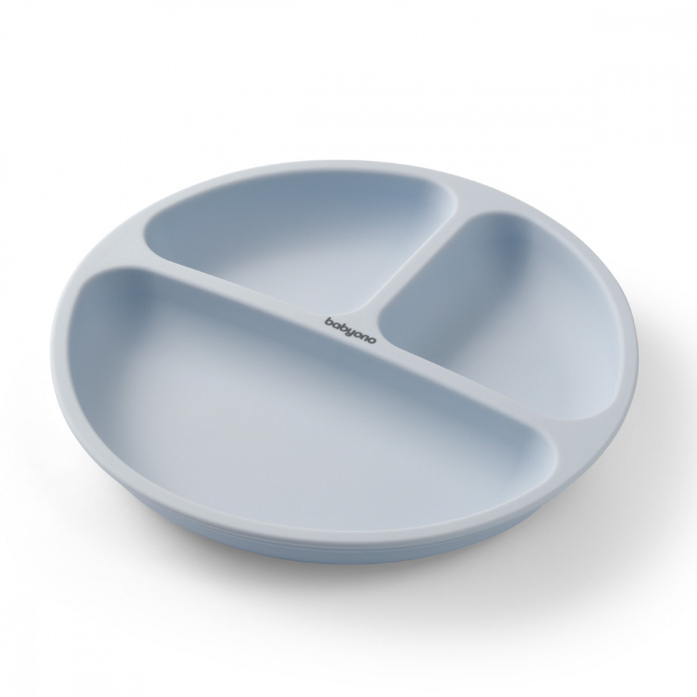Farfurie silicon cu ventuza Babyono albastră - imagine 2