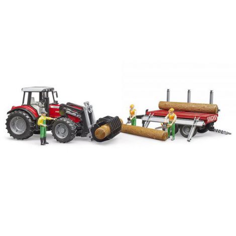 Bruder Tractor Massey Ferguson 7480 cu Remorcă