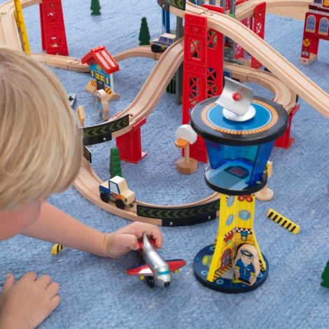 Kidkraft Super Highway - Set Trenulet Lemn, 80 Piese - imagine 7