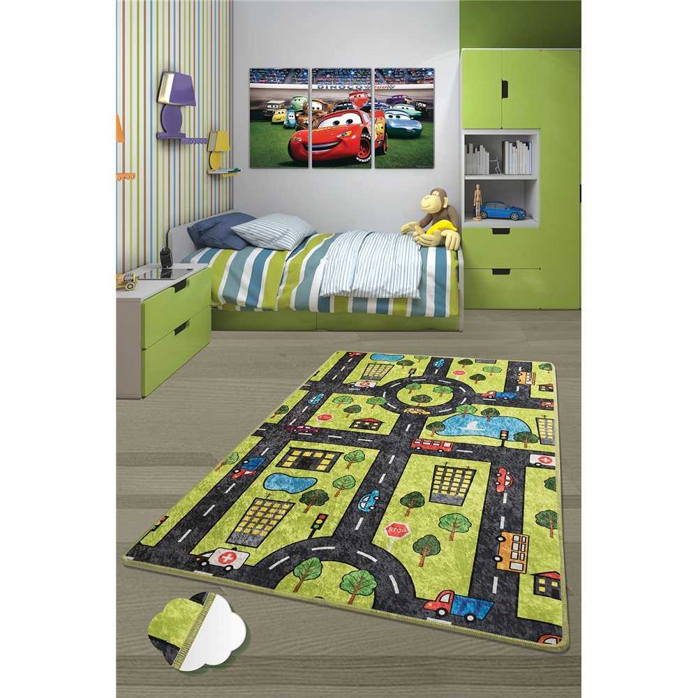 Covor Antiderapant Copii Chilai Home Green City