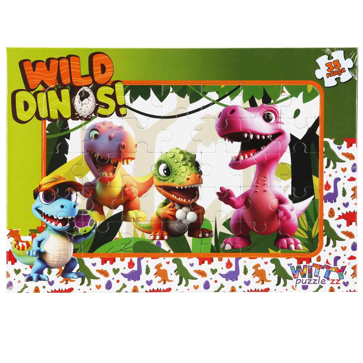 Puzzle Dinozaur Roz 35 piese Witty Puzzlezz