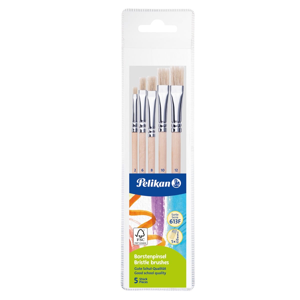 Set 5 Pensule Pelikan 613F, Vârf Lat