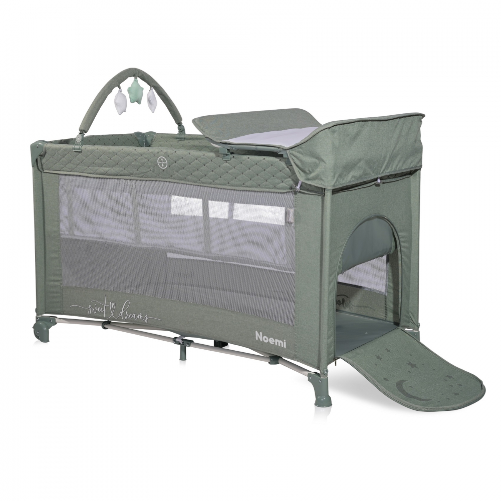 Patut pliabil Lorelli Noemi Plus, 2 nivele, verde - imagine 2