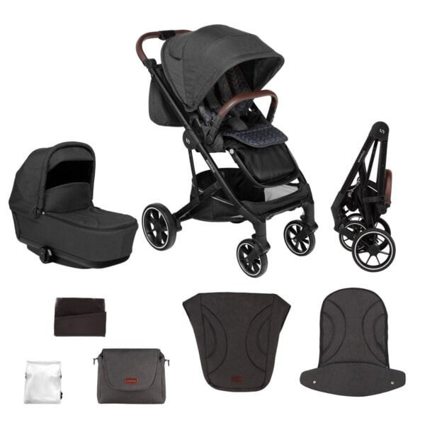 Carucior 2 in 1 Skiddou Moss Onyx, Negru, Compact - imagine 8