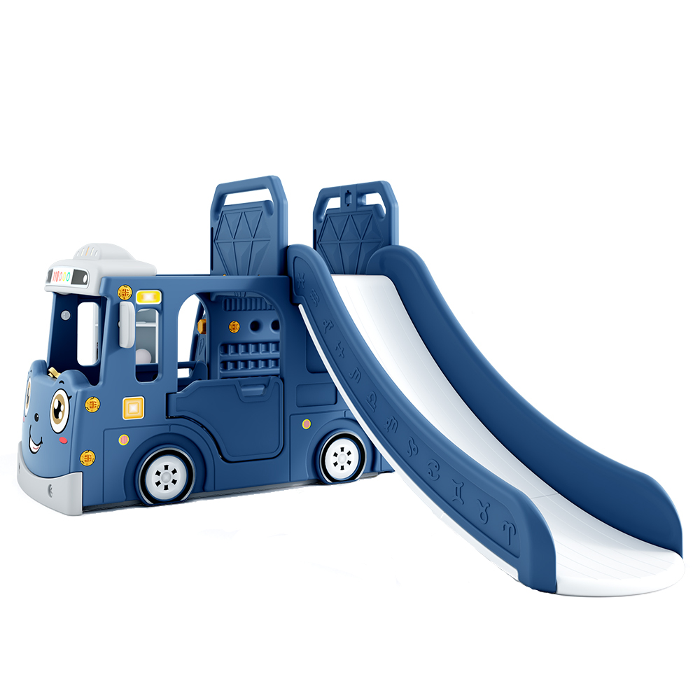 Spațiu Joacă Happy Bus Blue | Tobogan & Baschet 3 în 1 - imagine 7