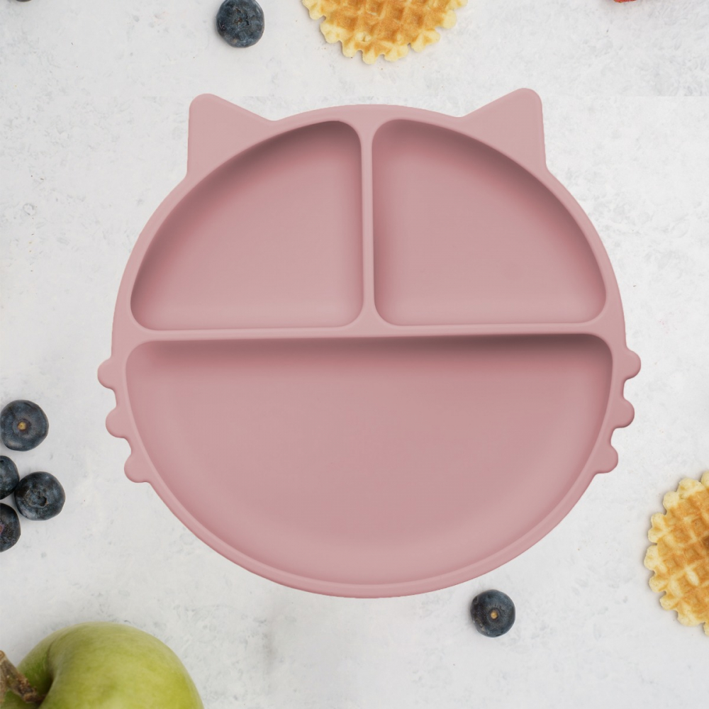 Farfurie Silicon AppeKids, Ventuza, Old Rose
