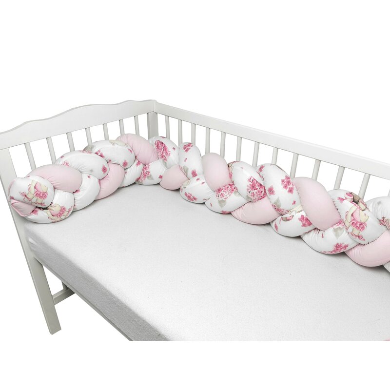 Bumper patut impletit Miminu Pink, 220 cm - imagine 2