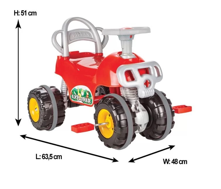 ATV cu pedale Pilsan Explorer Red, 3-5 ani - imagine 3