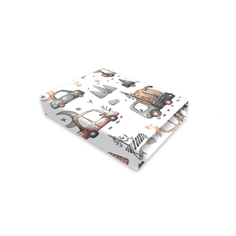 Cearceaf MimiNu Bumbac Elastic Cars Grey 83x50cm
