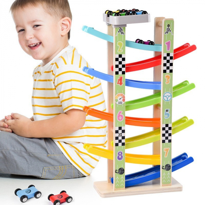 Pista Lemn Raliu 8 Nivele | Jucărie Montessori Krista