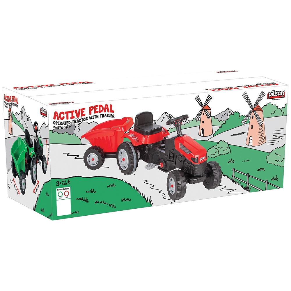 Tractor Pilsan cu pedale și remorcă pentru copii - imagine 2