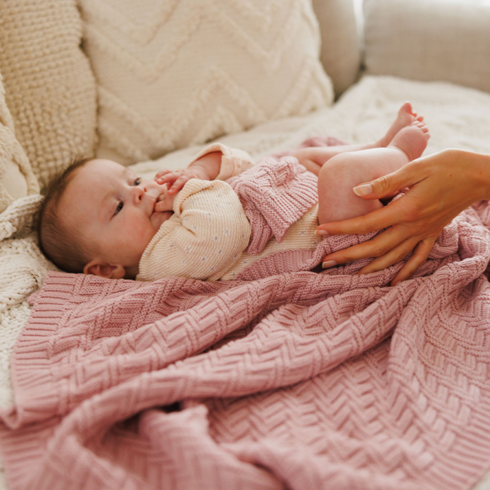 Paturica Babyono Roz din Bumbac Organic - imagine 6