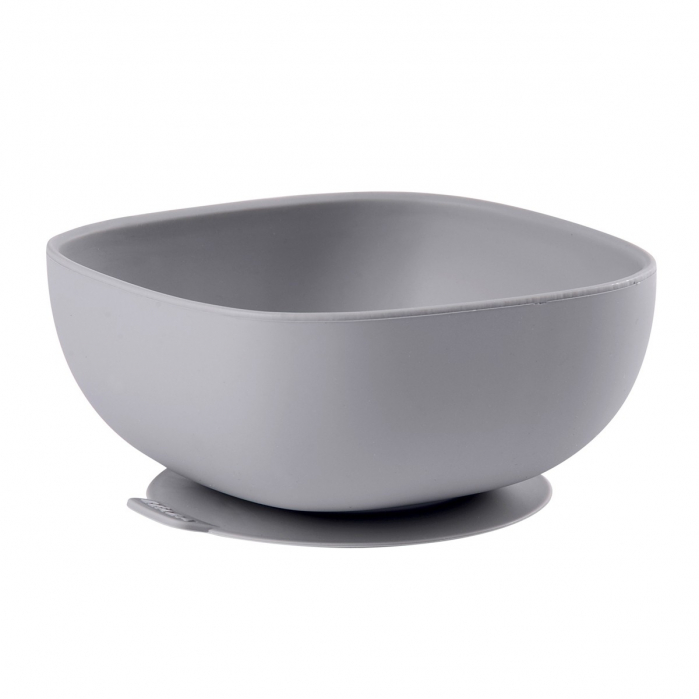 Bol Silicon cu Ventuza Beaba Grey | Antialunecare