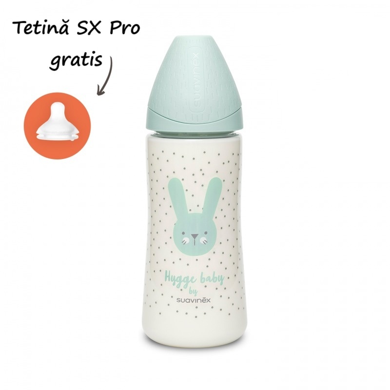 Biberon Suavinex Hygge Iepuras 360ml, Debit Dens - imagine 2