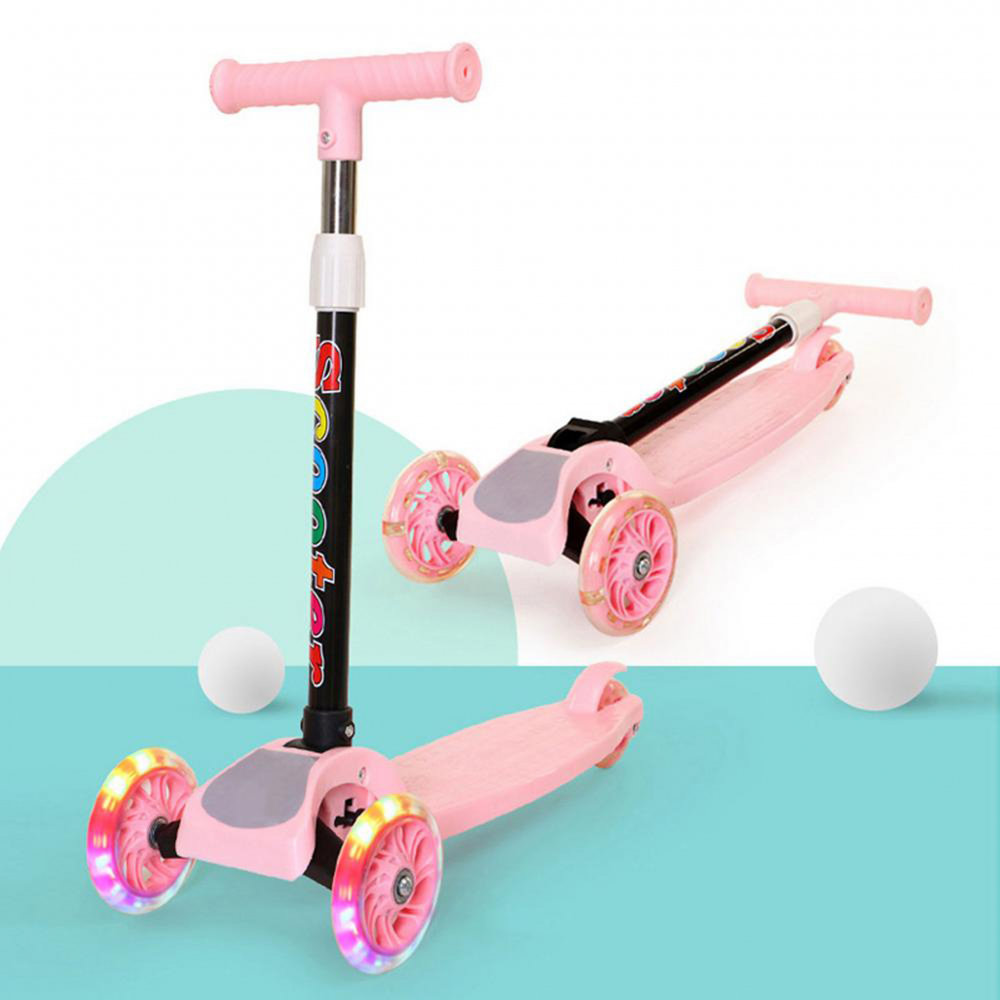 Trotineta Pliabilă cu LED NICEkids Roz - imagine 2