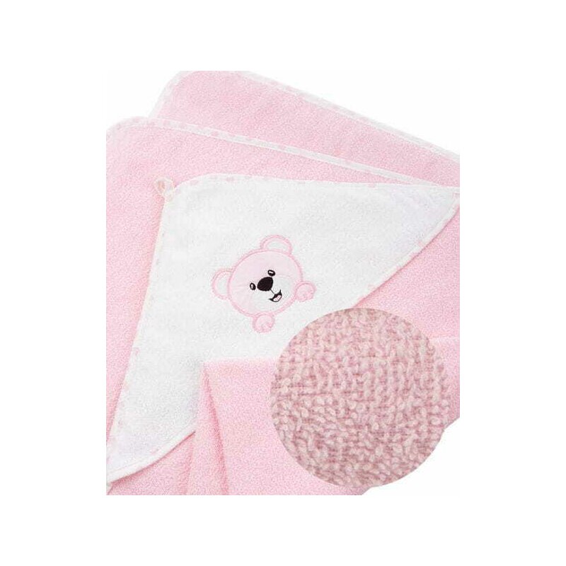 Prosop Bocioland Teddy Bear Pink, cu Gluga 80x80 cm - imagine 2