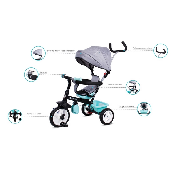 Tricicleta Sun Baby 017, Scaun Reversibil 360° - imagine 9