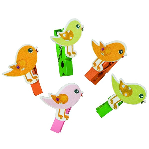 Set 5 carlige lemn cu pasări Colorart | Decoratiuni