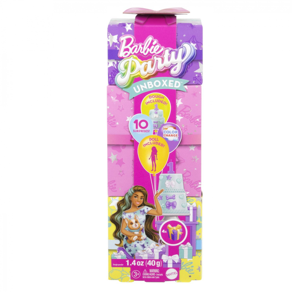 Papusa Barbie Party Unboxed Reveal Bruneta Mattel