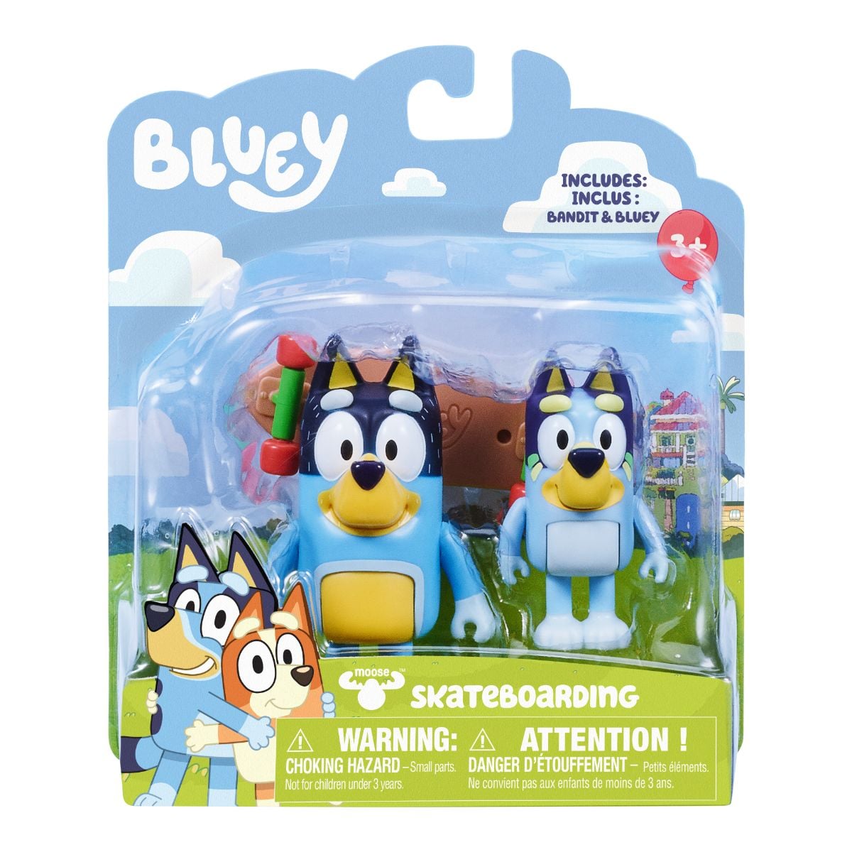 Set 2 Figurine Bluey cu Skateboard, Joc Interactiv