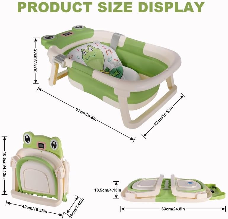 Cadita Little Mom Grey Frog - Pliabila cu Termometru - imagine 8
