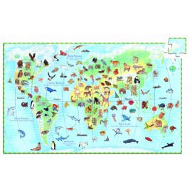 Puzzle Djeco Animalele Lumii, 100 piese
