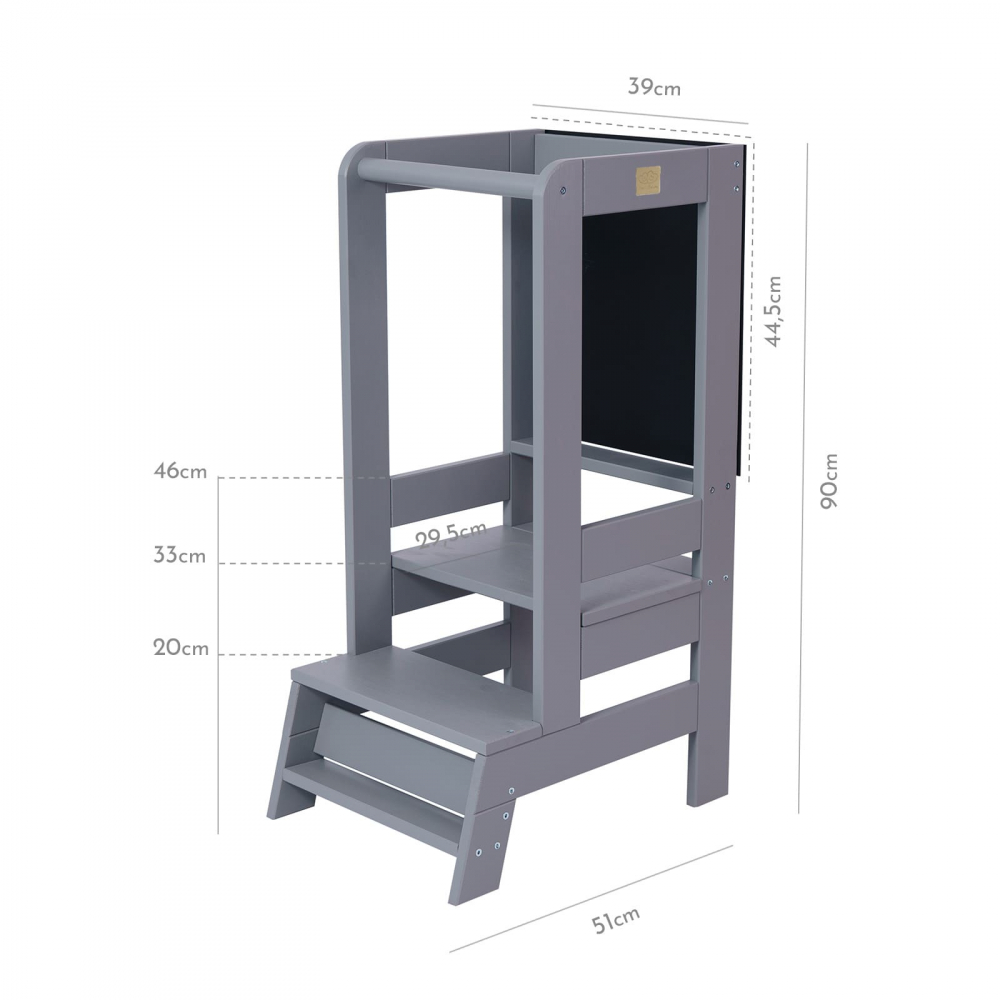 Learning Tower MeowBaby Gri cu Tablă de Scris - imagine 7