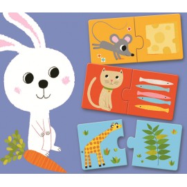 Puzzle Duo Djeco La masă - Asocieri Animale