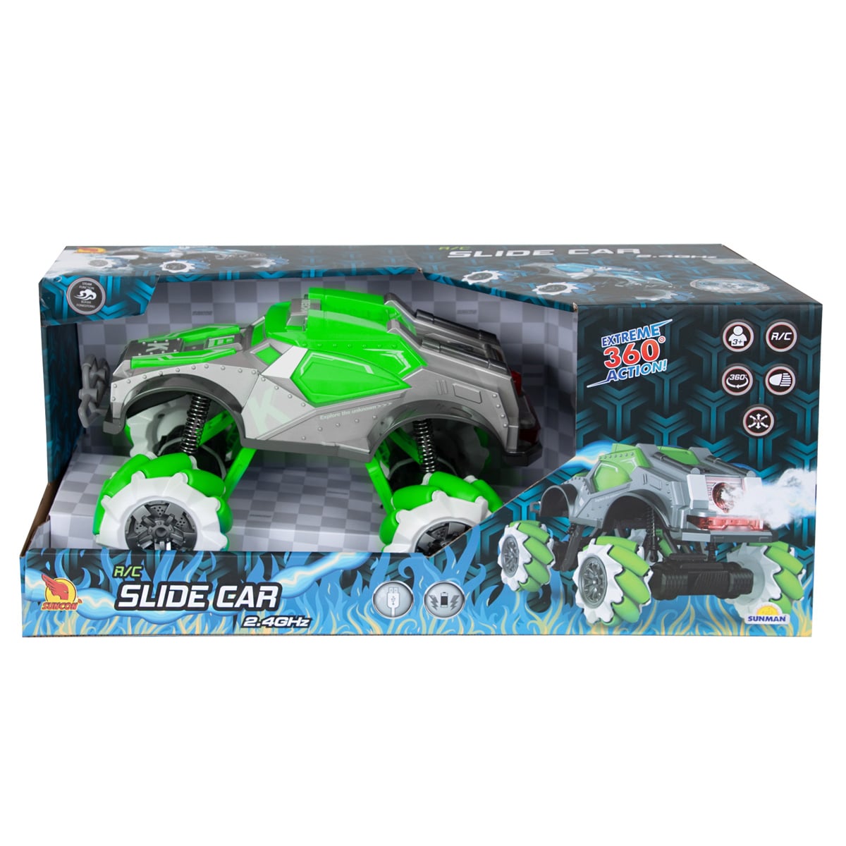 Masina RC Suncon Slide Car Verde, 360°