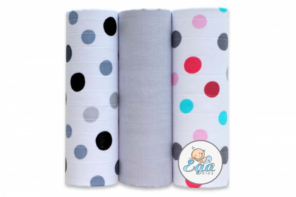 Set 3 scutece muselină Egakids 60x80 cm