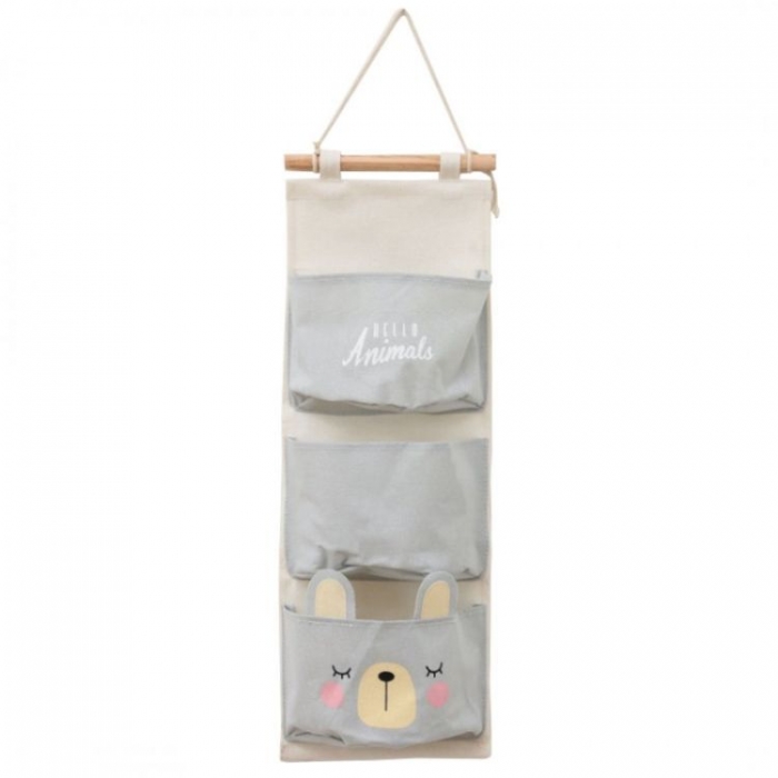 Organizator perete Ecotoys cu 3 compartimente, Gri - imagine 2
