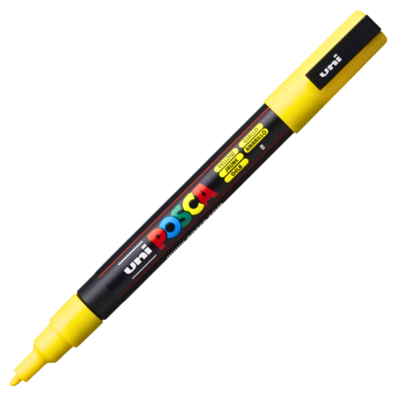Marker Posca PC-3M Galben, Vârf Fin 0.9-1.3 mm