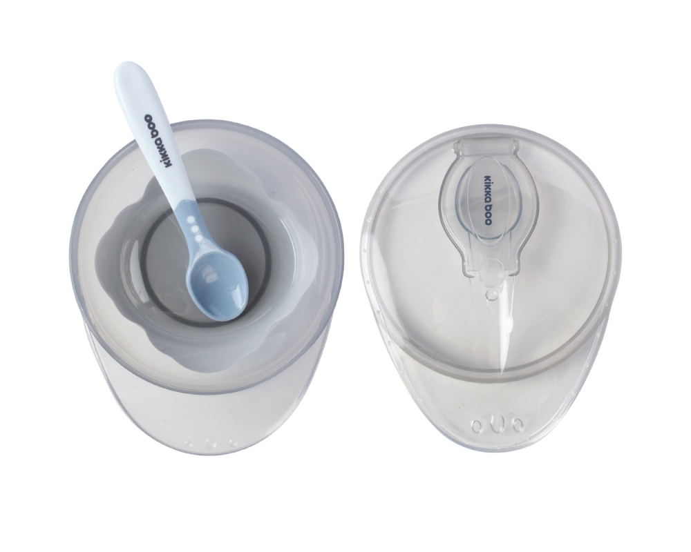 Set Castron cu Ventuza KikkaBoo Blue, 250ml, Fără BPA - imagine 2