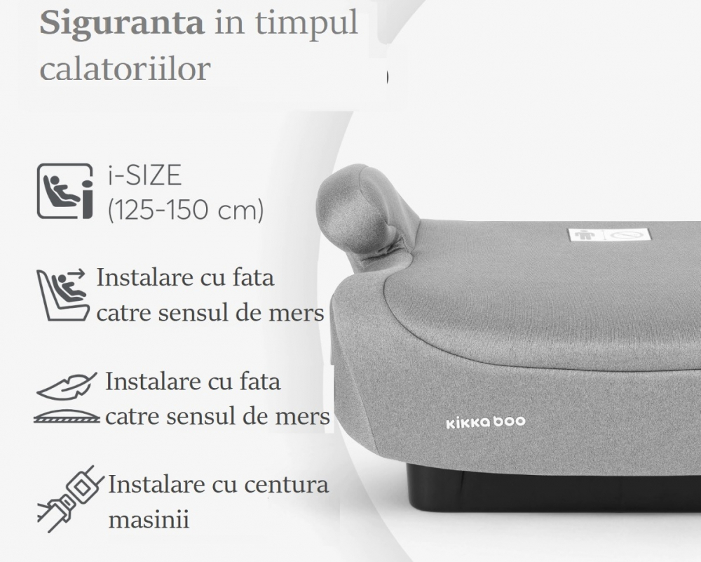 Inaltator auto KikkaBoo i-Go i-Size Dark Grey - imagine 4