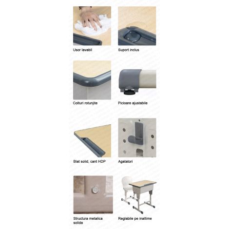 Set mobilier școlar Ookee reglabil 64-79 cm - imagine 4