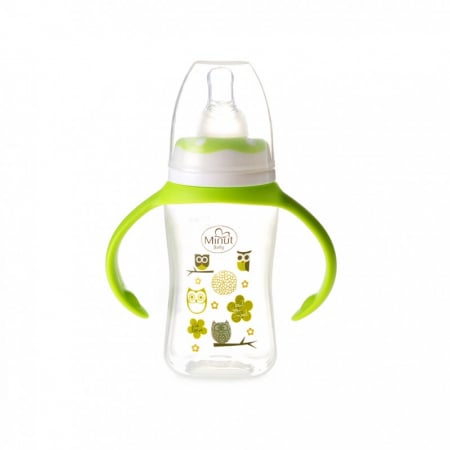 Biberon Minut Baby 125ml cu manere - verde - imagine 2