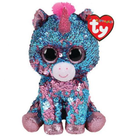 Plus Unicorn Celeste Ty 24 cm cu Paiete