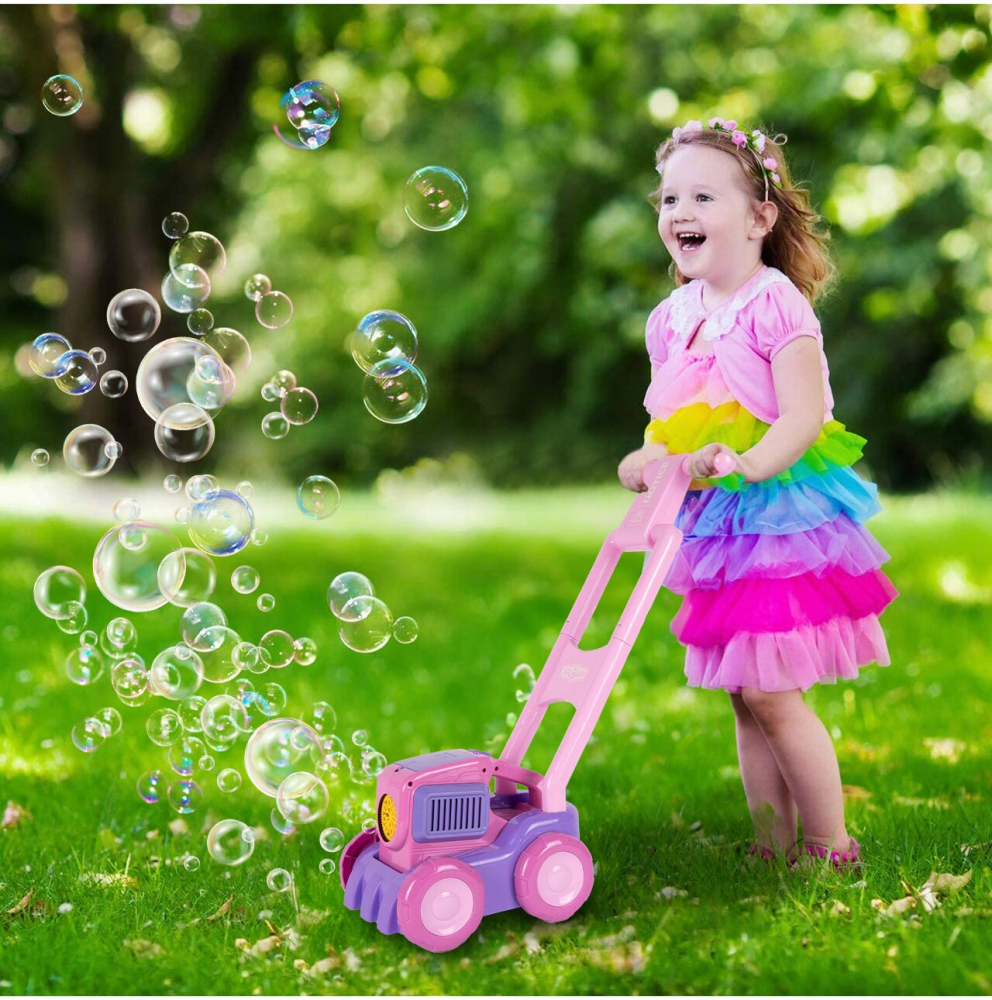 Mașină de Tuns Iarba cu Baloane de Săpun Pink Malplay - imagine 4