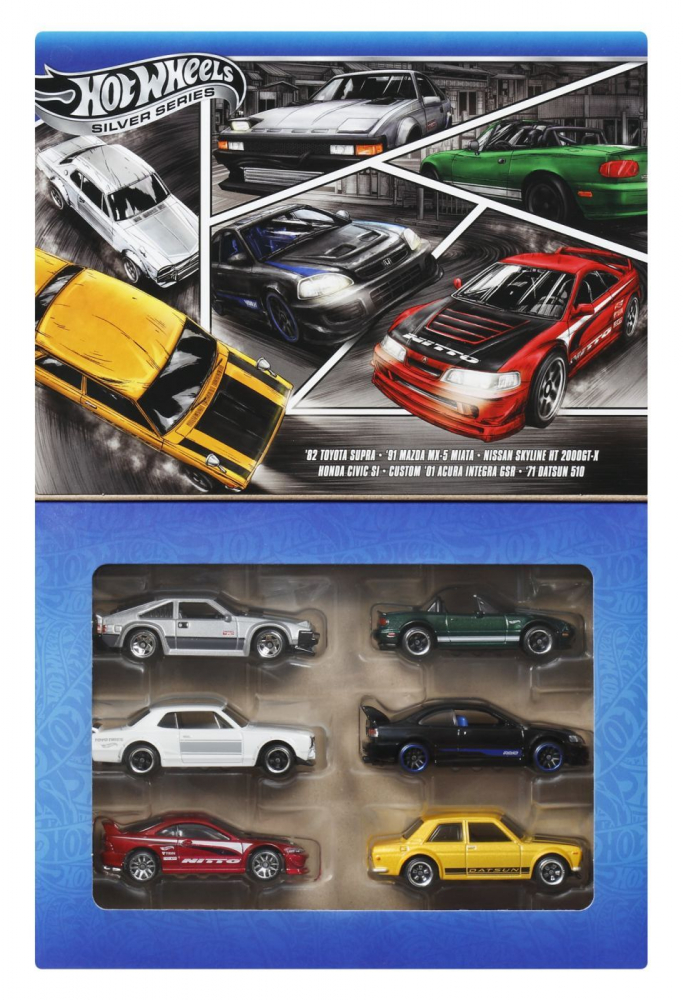 Hot Wheels Silver Series - 6 Masini Japoneze Metalice