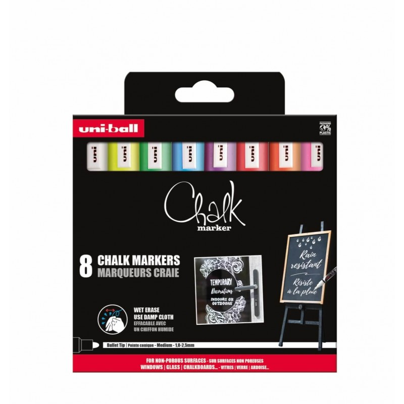 Set 8 Markere UNI Chalk PWE-5M Multicolor