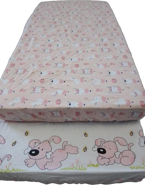 Cearceaf Mykids Bumbac Roz 140x70 cm cu Elastic - imagine 2