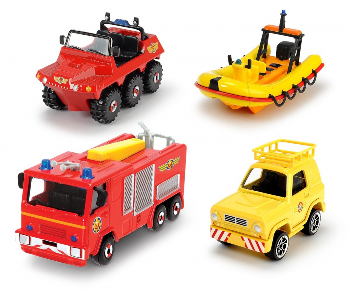 Pompierul Sam Set 4 Vehicule Metal Dickie 1:64