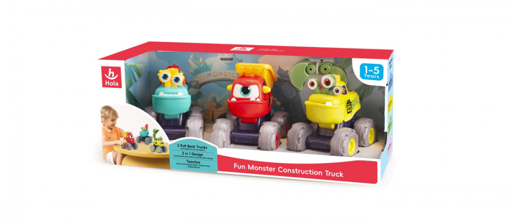 Set 3 Mașinuțe Construcție cu Fricțiune Jucării Bebe