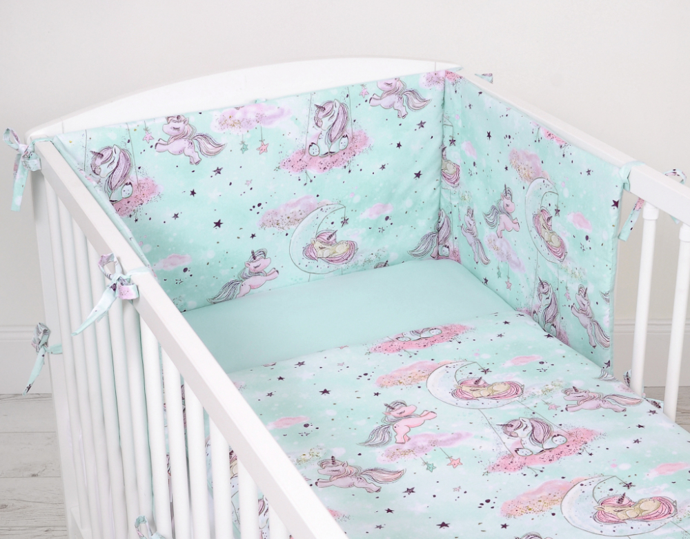 Lenjerie Unicorn Mint Bobono | 3 piese protectie