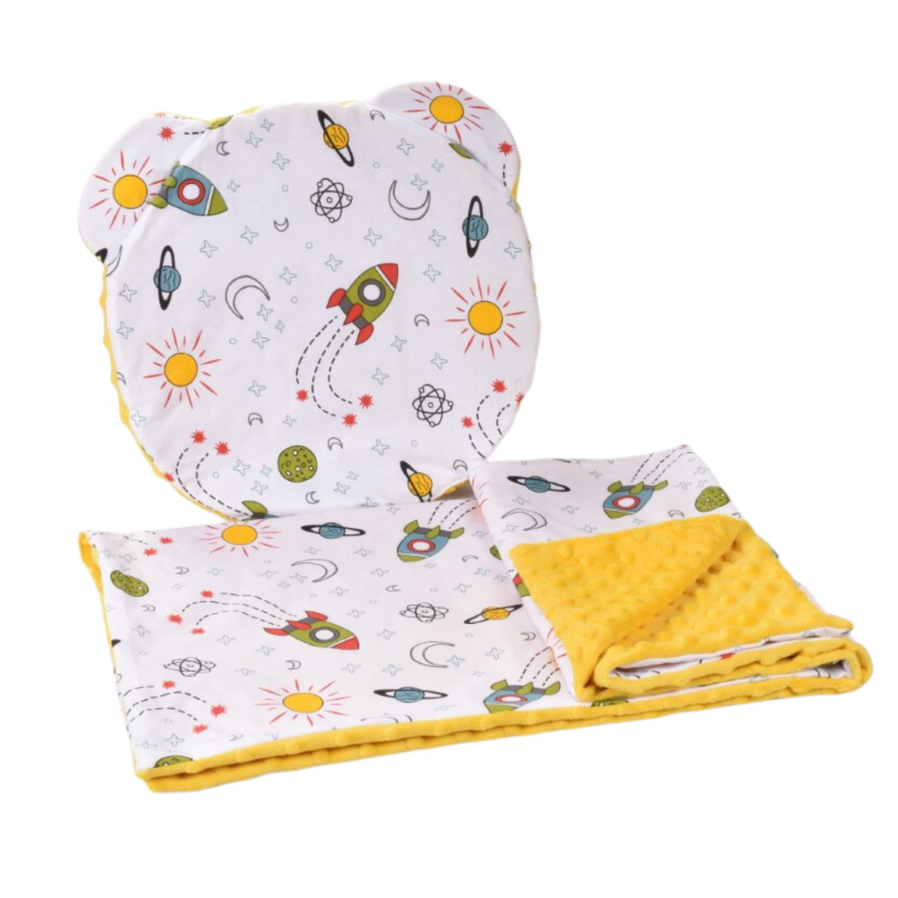 Lenjerie Confort Family Rachete Galben 2 Piese - imagine 2